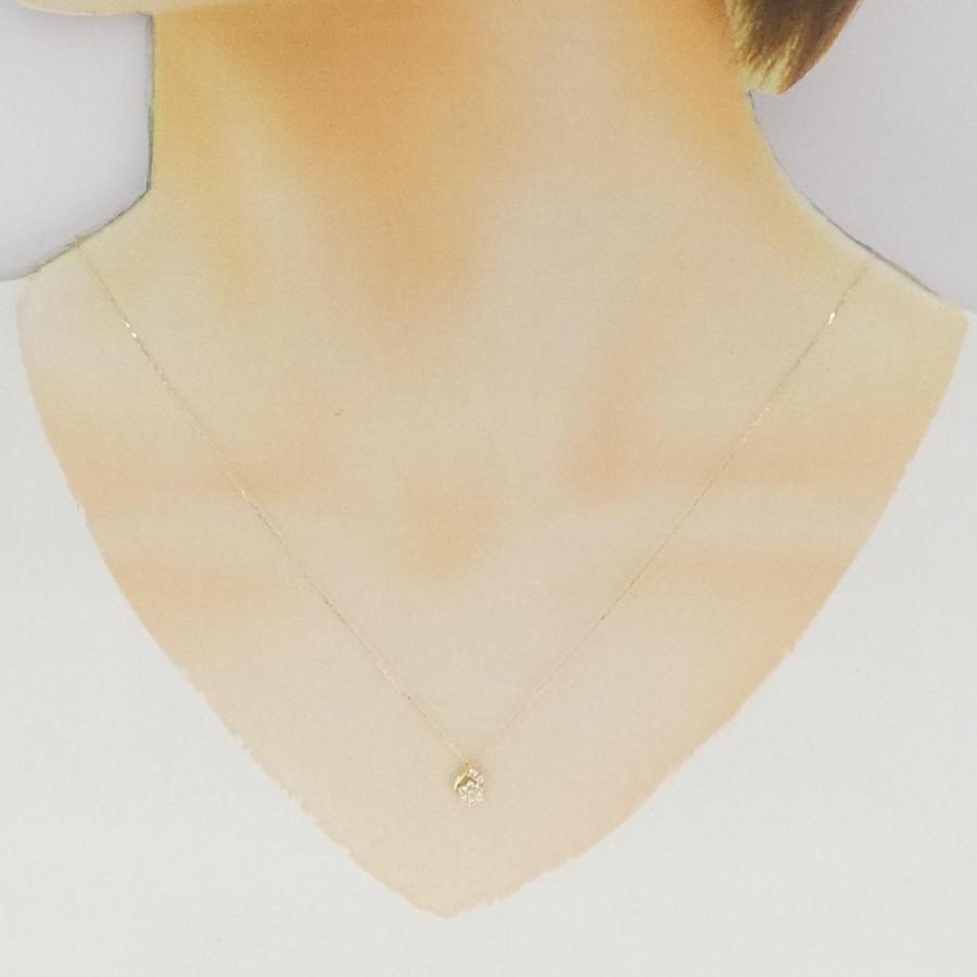 アクセサリー K18YG フラワー ダイヤモンド ネックレス 0.16CT