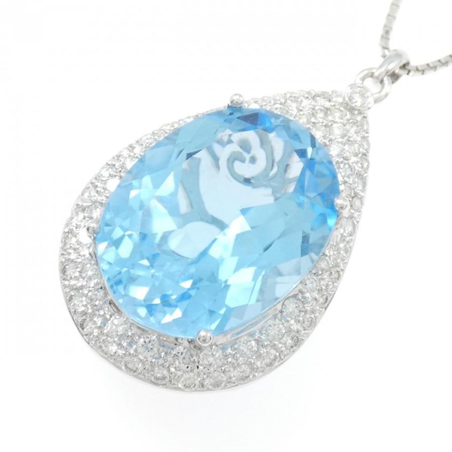 K18WG ブルートパーズ・ダイヤモンド ペンダント 品番p22-96 K18WG ブルートパーズ ネックレス 21.60CT : KOMEHYO ONLINESTORE