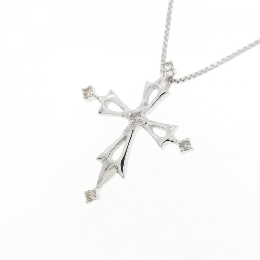 【美品】K10WG 0.2 ダイヤモンド クロスネックレス K10WG クロス ダイヤモンド ネックレス 0.02CT : KOMEHYO ONLINESTORE