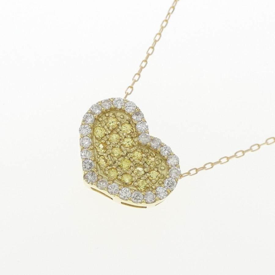 K18YG ハート サファイヤ ネックレス 0.15CT K18イエローゴールド 