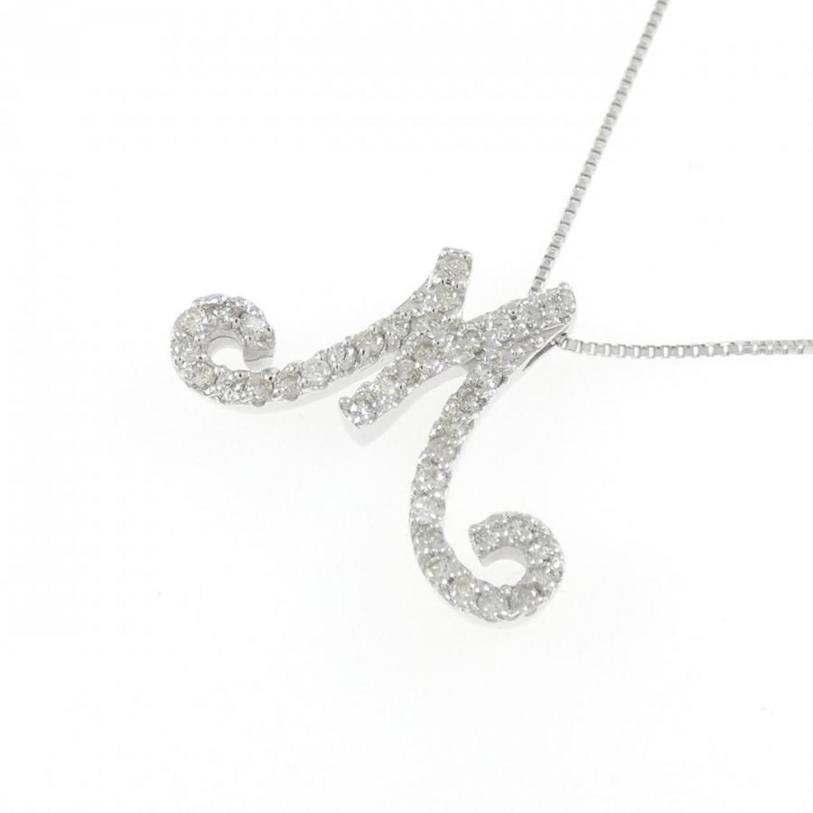 K18WG イニシャルM ダイヤモンド ネックレス 0.26CT : KOMEHYO