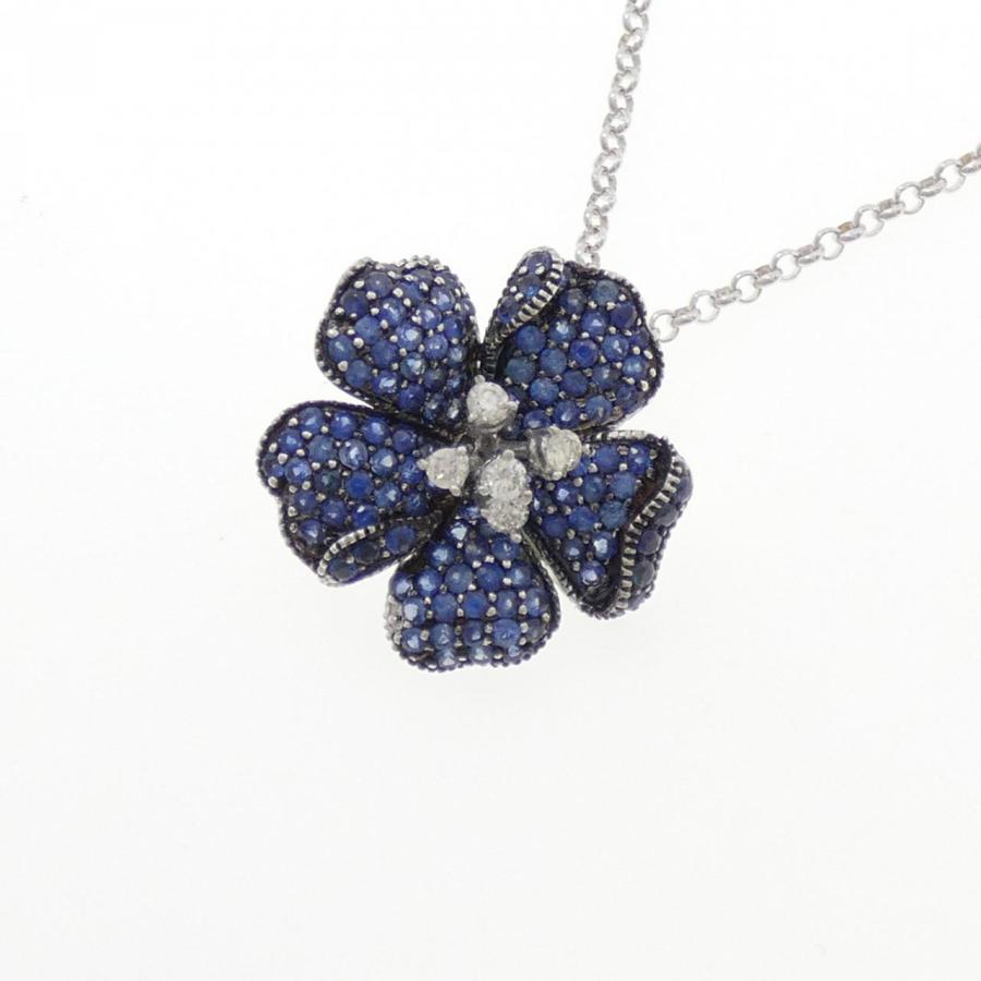 K18WG/K18BG フラワー サファイヤ ネックレス 1.40CT_2