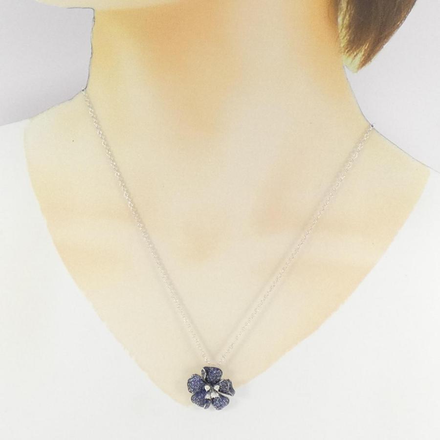 K18WG/K18BG フラワー サファイヤ ネックレス 1.40CT_5