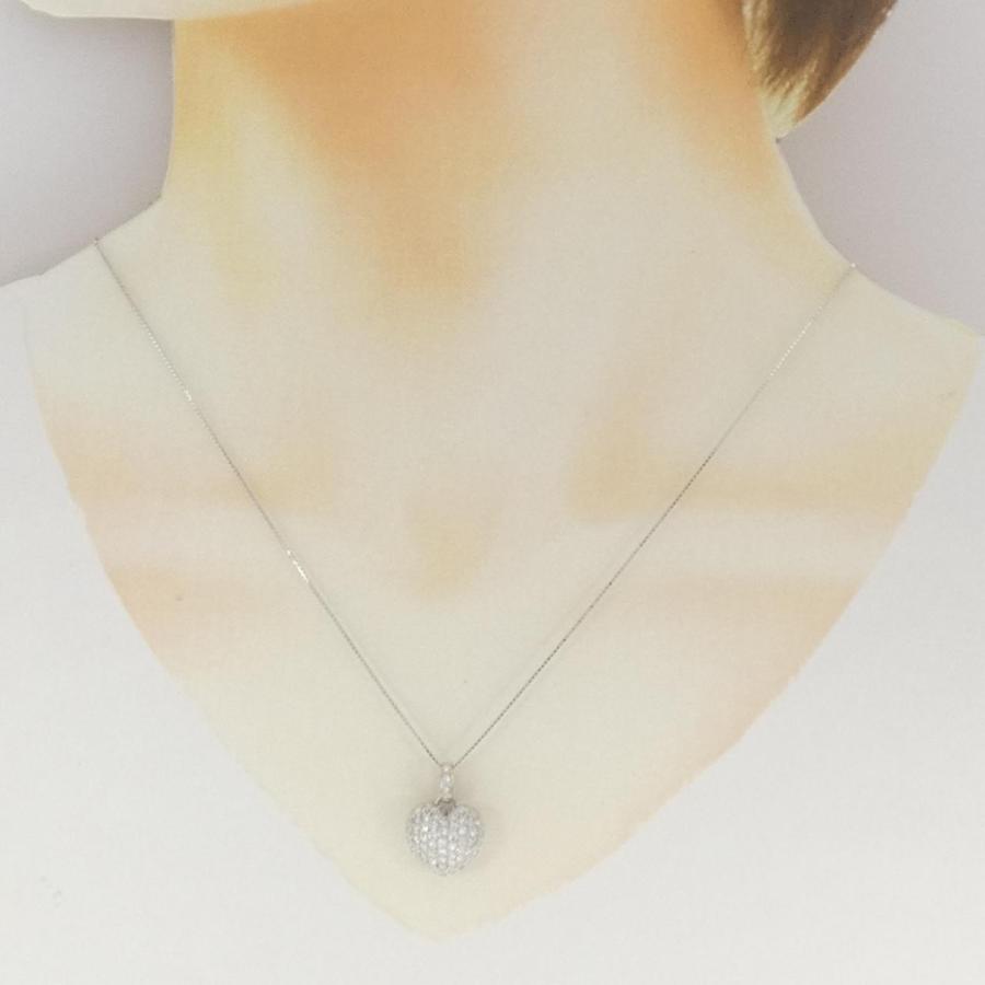 K18 ホワイトゴールド ハート ネックレス パヴェダイヤ K18WG ハート パヴェ ダイヤモンド ネックレス 1.03CT : KOMEHYO