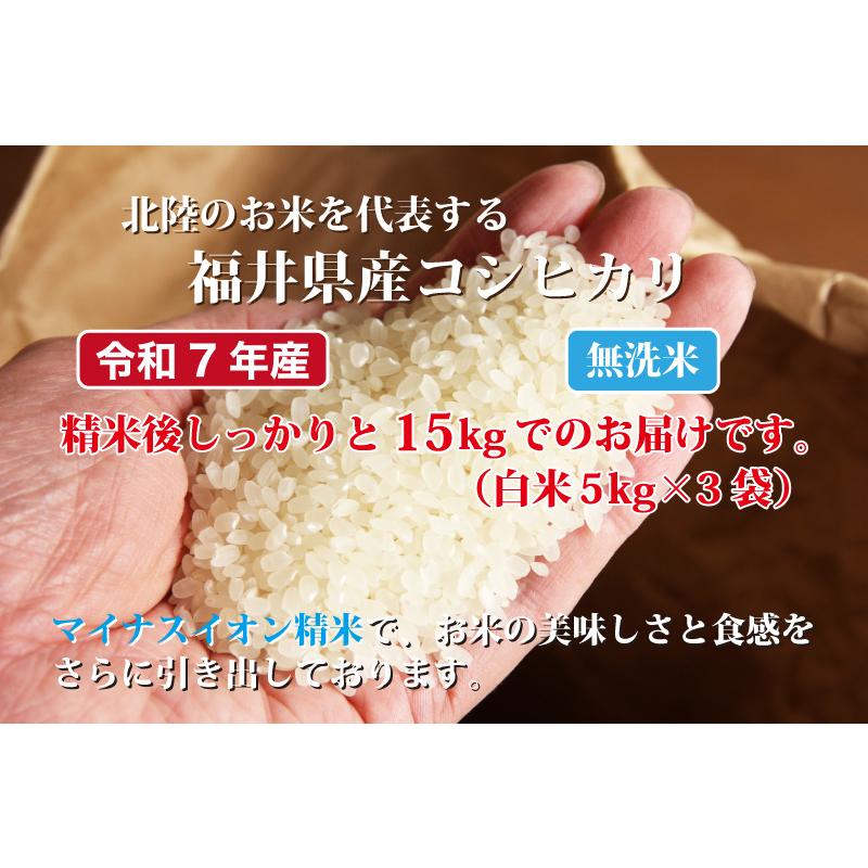 コシヒカリ　福井米　令和7年米　新米　15kg 無洗米 コシヒカリ 令和7年産 無洗米福井県産コシヒカリ 15kg 白米 安い 5kg