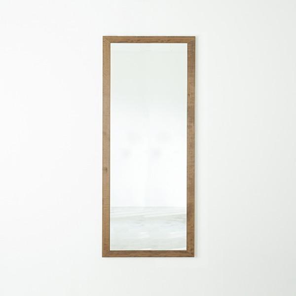 幅広枠ウォールミラー(54×130)(ナチュラル) 天然木/姿見鏡/ワイド/高級 
