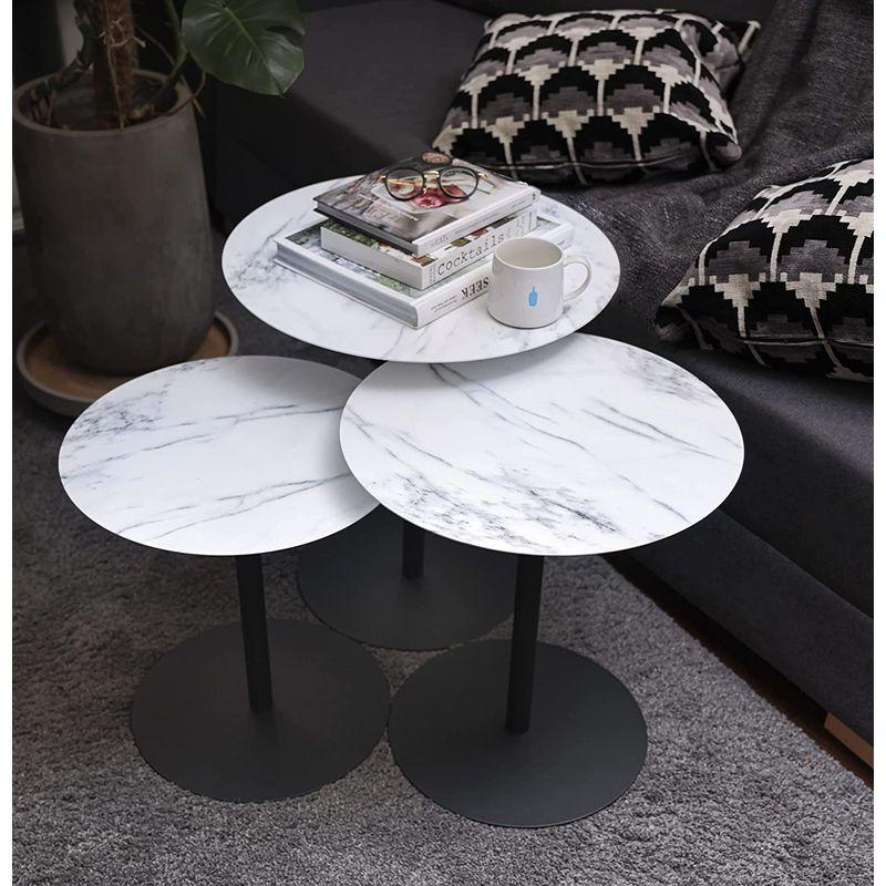 Leisure Space 丸い大理石仕上げテーブルトップと黒の粉体塗装仕上げフレーム（40.6 cm / 45.7 cm / 50.8 c - 1