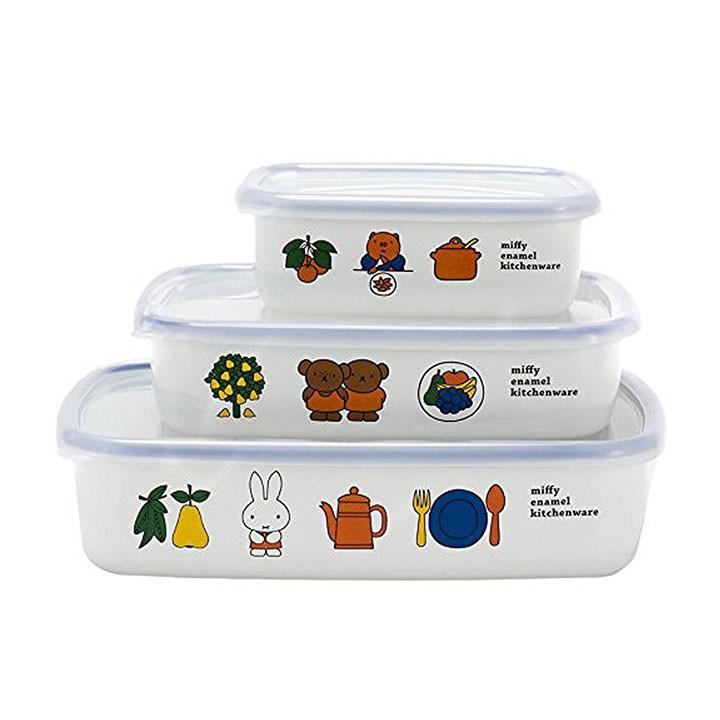 ミッフィー 浅型角容器 3点セットS・М・L MFN-3SF 富士ホーロー株式