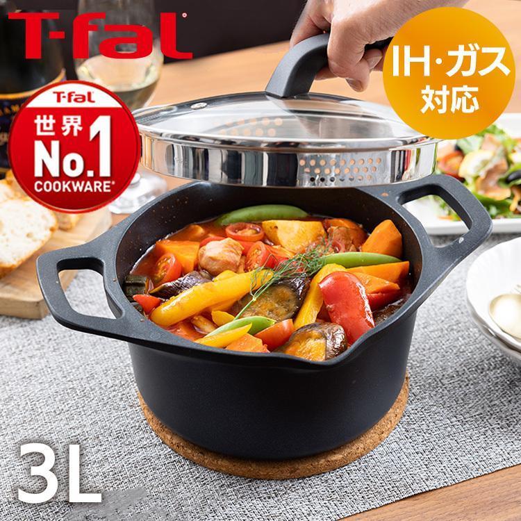 T-fal（ティファール） 両手鍋 20cm ガラス蓋付 キャストライン アロマ