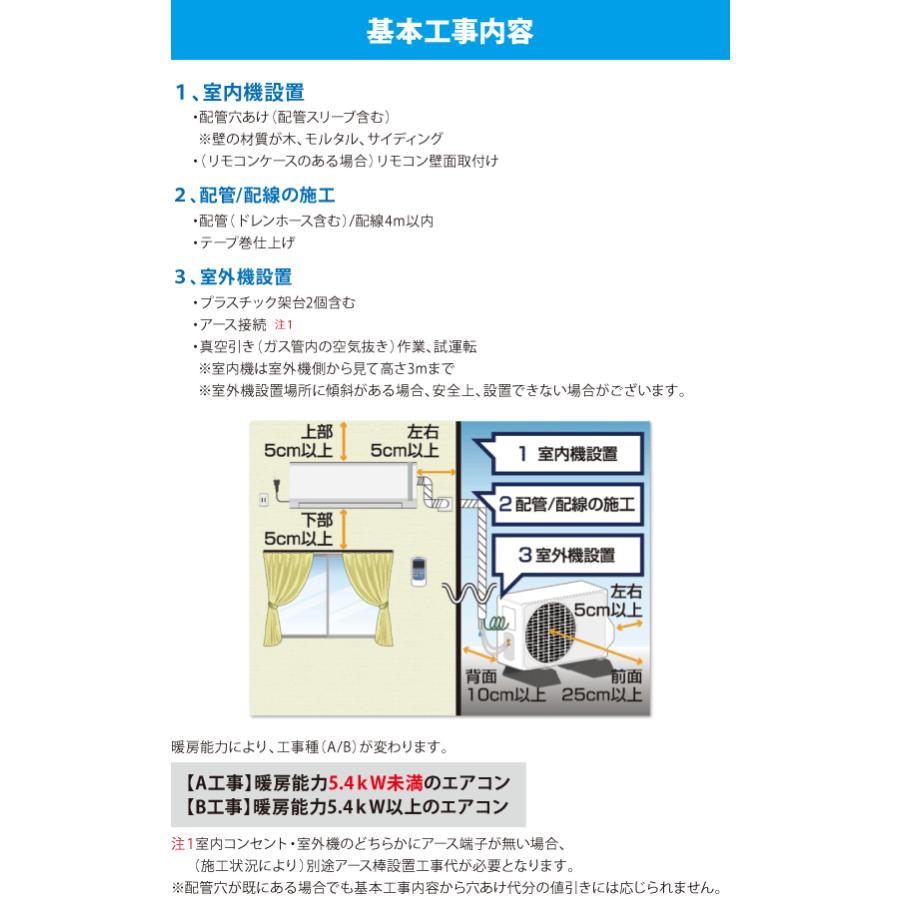 エアコン工事費　Ａ−５　（〜５．４ｋＷまで）　室外機立ち下げ工事｜komeri｜04