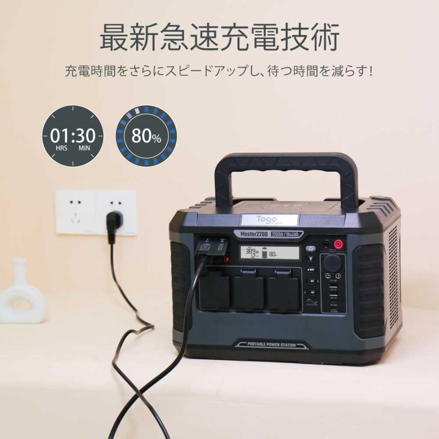 Ｔｏｇｏｐｏｗｅｒ　ポータブル電源　ＴＳＰ２２００　容量１９４４Ｗｈ　５４００００ｍＡｈ｜komeri｜06