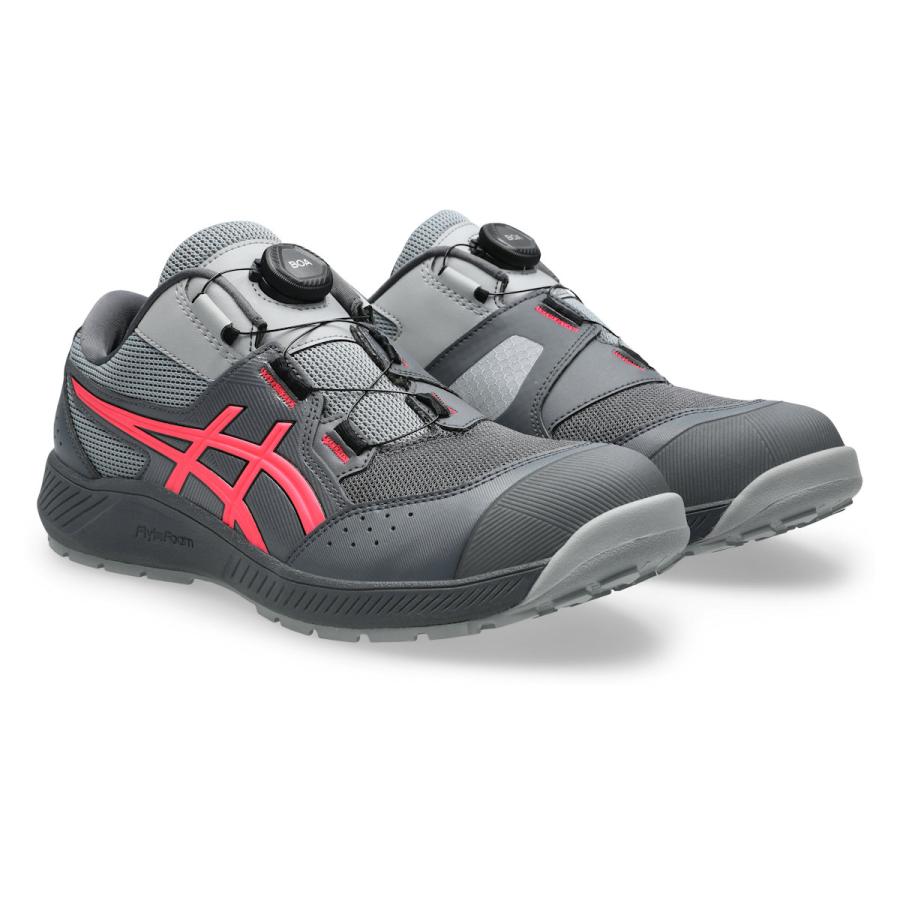【8/27限定で500円値下げ】ASICS ウィンジョブ｜グレー×ピンク｜軽量 ASICS（アシックス） プロテクティブスニーカー ウィンジョブ グレー