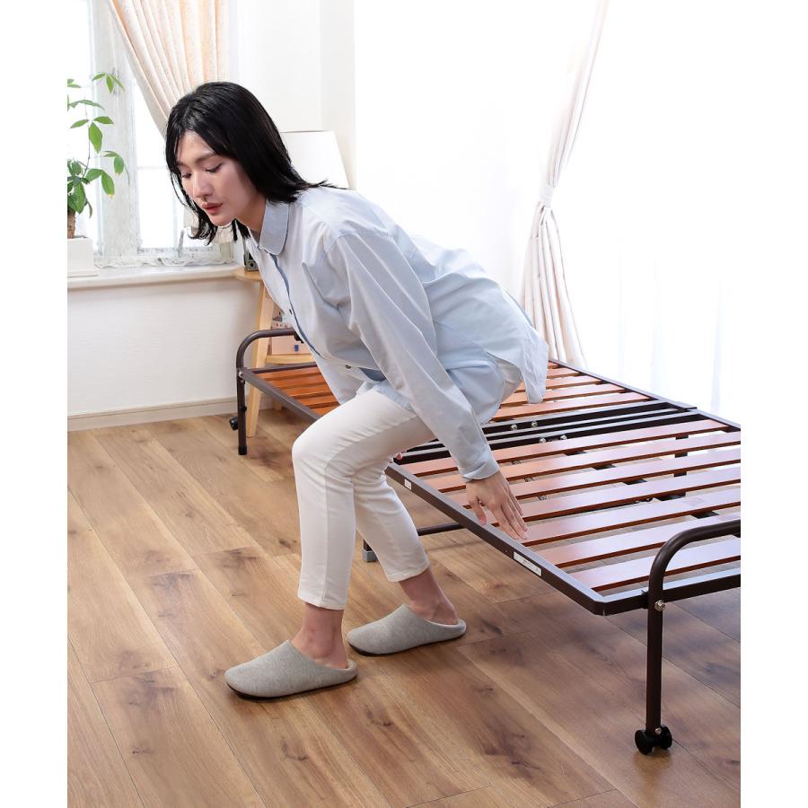 通気性抜群 折りたたみスノコベッド ブラウン : コメリドットコム