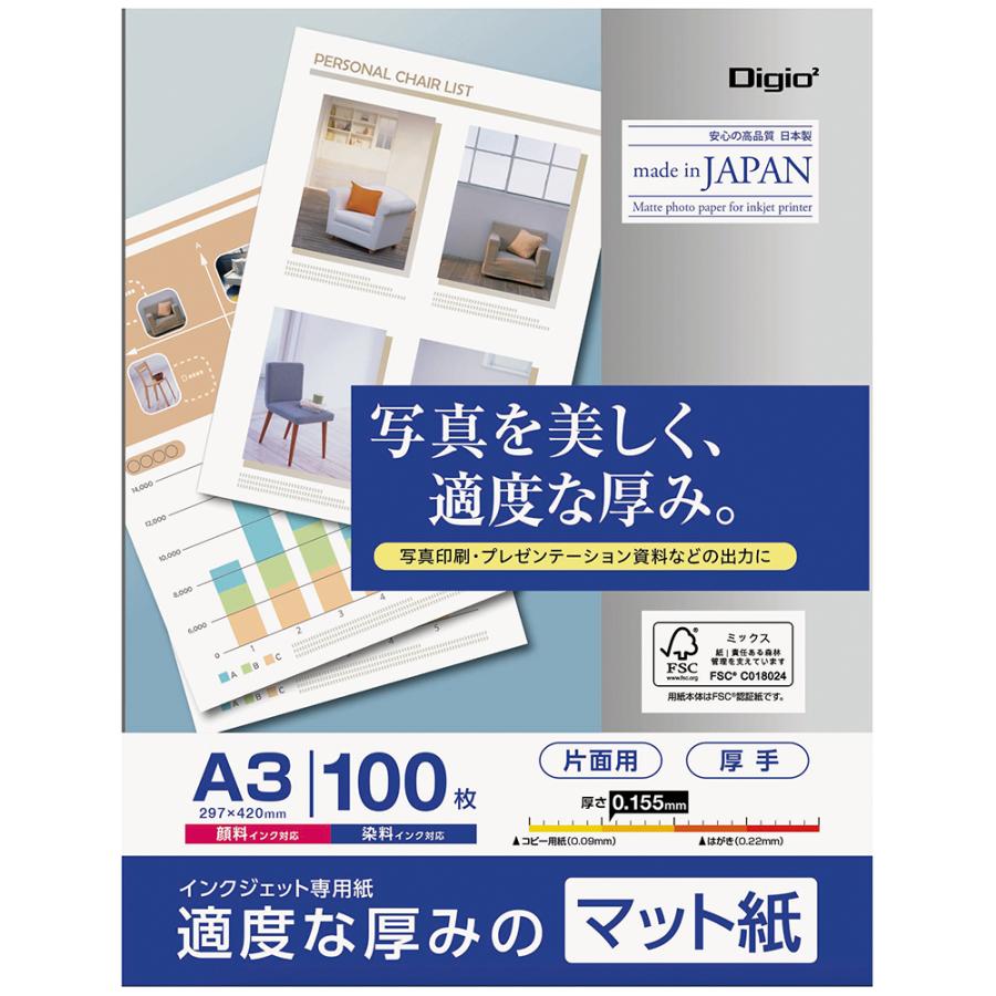 A3インクジェット専用プリンター用紙 100枚 Amazon | インクジェット用 ユポタック A3サイズ 100枚