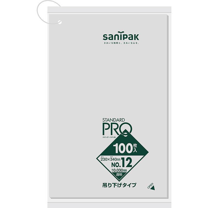 日本サニパック　ひも付き規格袋　１２号　透明　１００枚入　Ｌ１２Ｈ 30個セット