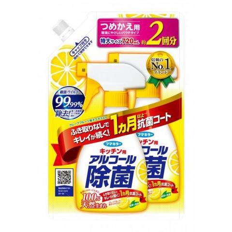 フマキラー　キッチン用アルコール除菌スプレー　詰替用　７２０ｍＬ｜komeri