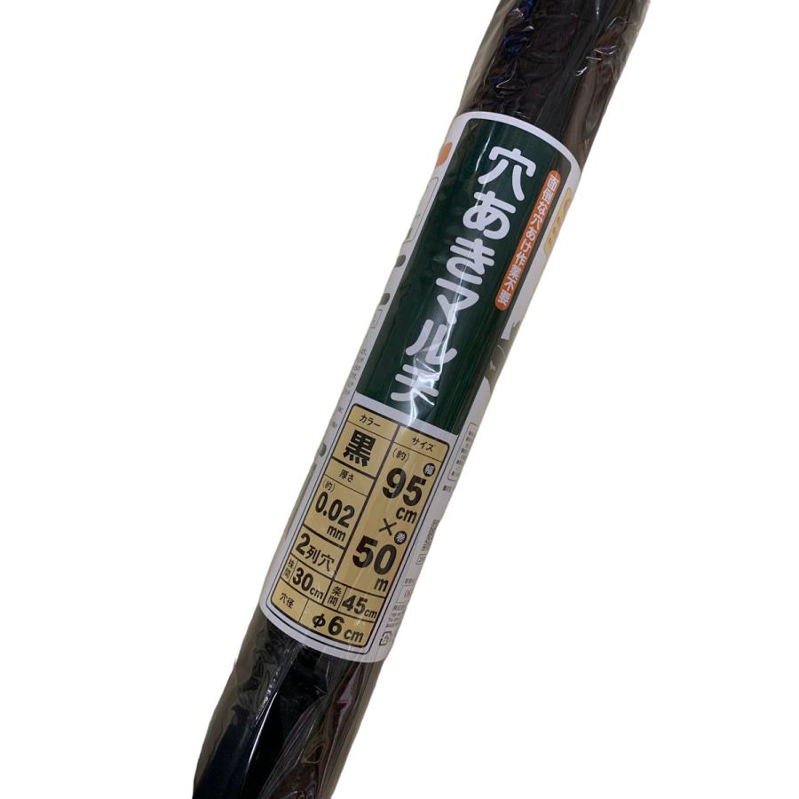 穴あきマルチ 2列穴 黒 0．02×95×50m : コメリドットコム