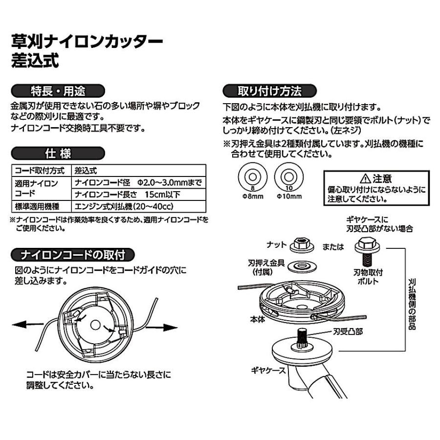 山田機械工業 ハジメちゃん 刈払機用 ナイロンカッター 刈払機用 差込式ナイロンカッター H−010 : コメリドットコム