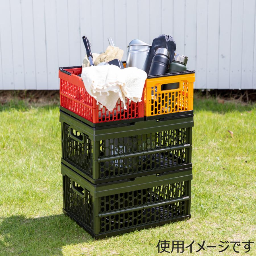 K＋GEAR 取手付 折畳コンテナ 小 レッド : コメリドットコム