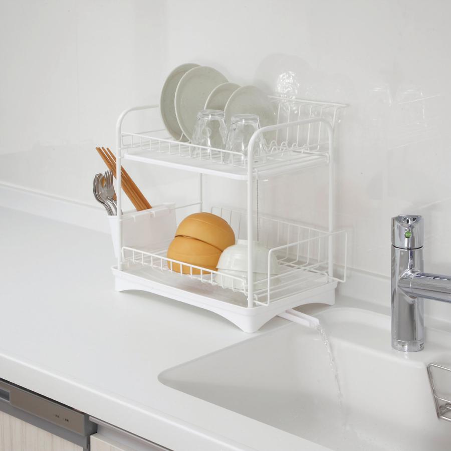 M2837-67-40】水切りラック 2段 キッチン 乳白色 42cm M2837-67-40