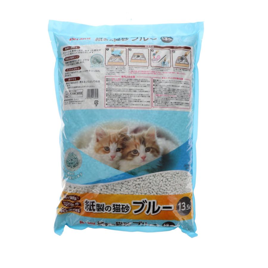 猫用フード、猫砂など Petami 紙製の猫砂 ブルー 13．5L : コメリドットコム