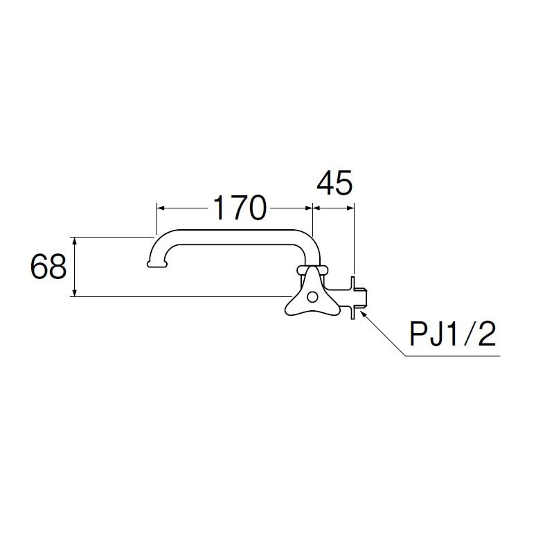 SANEI（サンエイ）横形自在水栓 上向きタイプ パイプ長さ17cm
