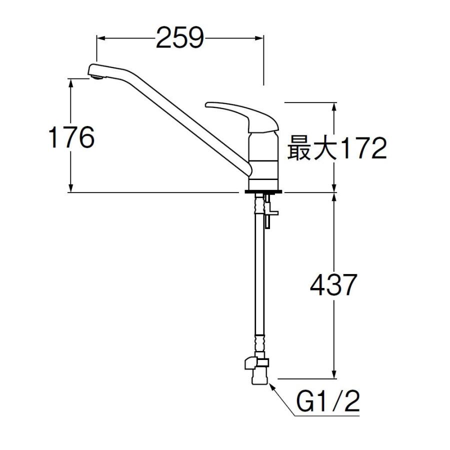 ＳＡＮＥＩ（サンエイ）　シングルレバーワンホール混合栓　上面施工　Ｋ８７１１０ＴＪＶ−１３｜komeri｜02