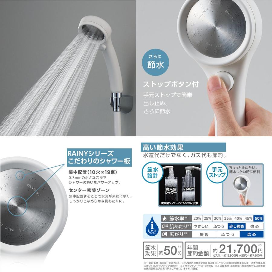 SANEI SANEI（サンエイ） シャワーヘッドレイニーストップ グレー