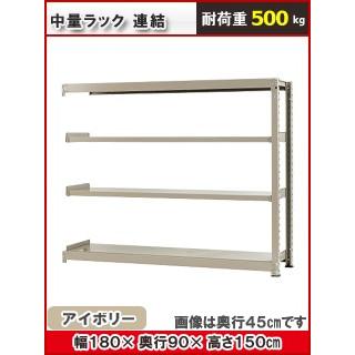 北島 中量仕合わせ５００ｋｇ 幅１８００×奥ふかさ９００×高さ１５００粍 ４段 象牙色 継ぎ合わせる スチールラック-スチールラック本体