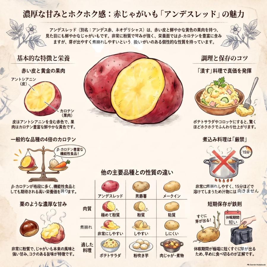 アンデスレッド 種芋 秋植え 1kg 混玉 ほくほく甘い 赤ジャガイモ 野菜