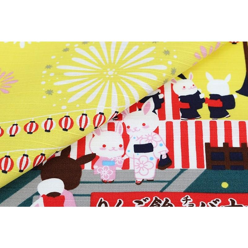 小風呂敷 盆踊り 8月 中巾 四季彩布 花火 夏祭り 縁日 うさぎ 兎 約50