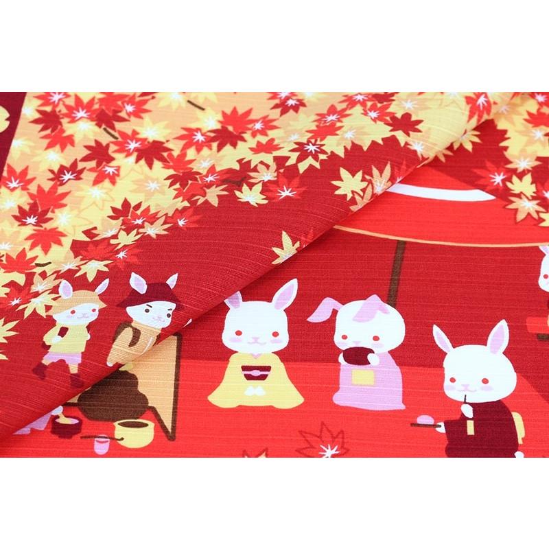 新品✨【小風呂敷】紅葉03 小風呂敷 秋の野点 11月 中巾 四季彩布 紅葉 もみじ お茶 うさぎ 兎 約