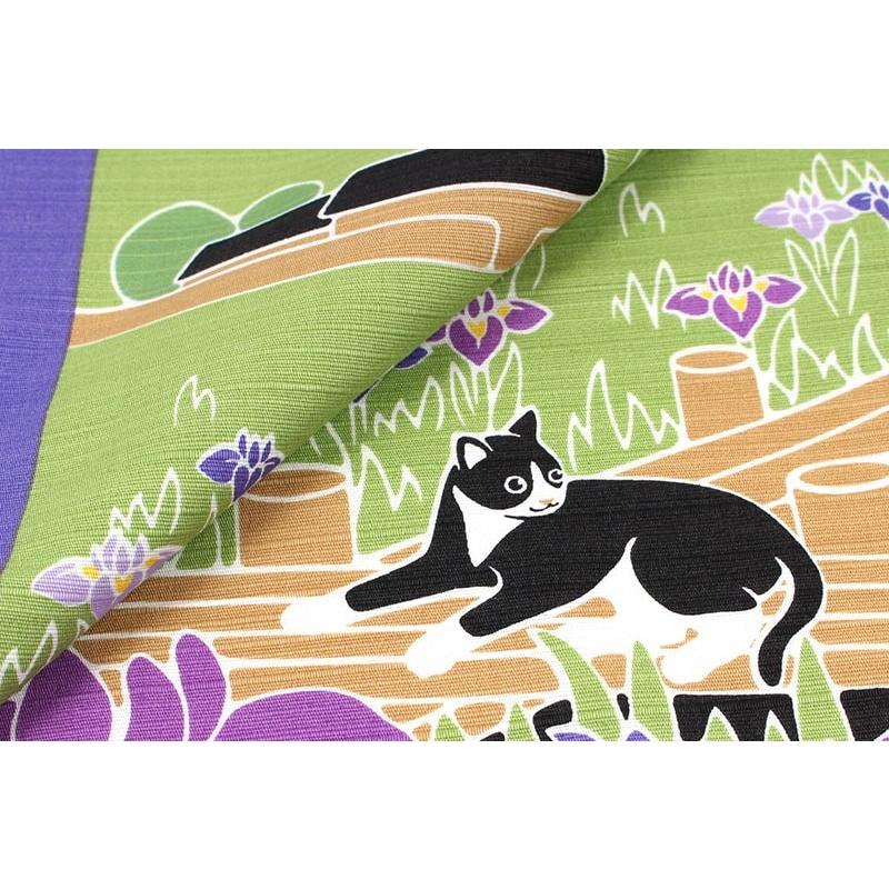 小風呂敷 花菖蒲 5月 中巾 たまのお散歩 春 あやめ 猫 ねこ 約50×50cm