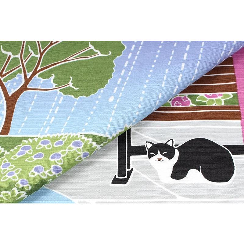 小風呂敷 紫陽花 6月 中巾 たまのお散歩 梅雨 メール便6点まで 猫 あじさい Msto 006 希少 約50 50cm ねこ