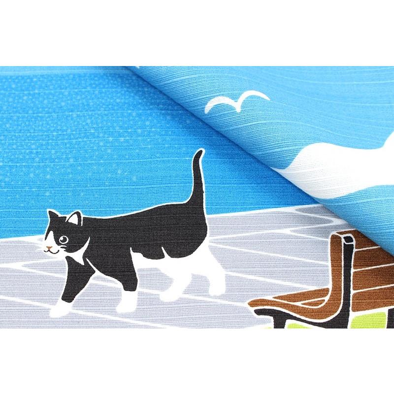 小風呂敷 向日葵 8月 中巾 たまのお散歩 海 夏 ひまわり 猫 ねこ 約50