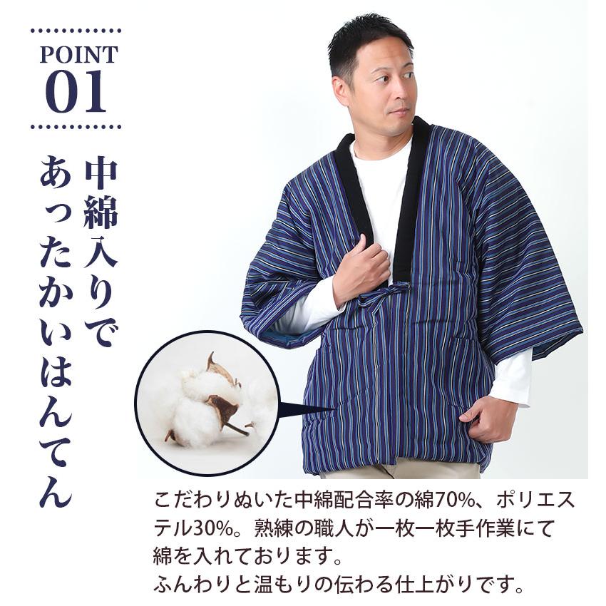 はんてん メンズ あったか 冬 防寒 格子柄 縞柄 久留米 日本製