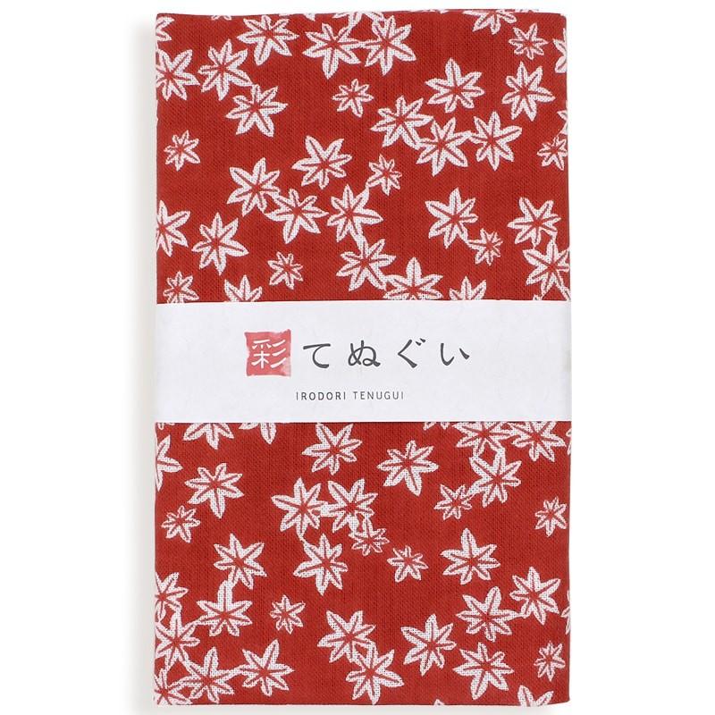 紅葉☆【日本手拭い】１枚送料込み IRODORI 手ぬぐい 日本製 紅葉 もみじ 秋 赤 端がほつれない 和柄 小紋