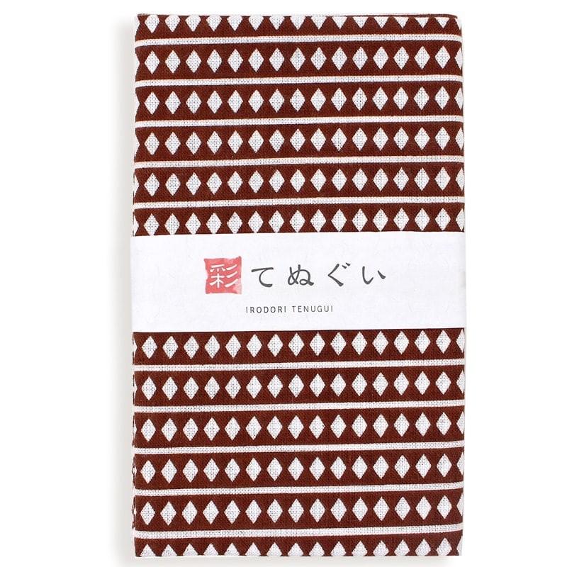 IRODORI 手ぬぐい 日本製 算盤玉 そろばん茶 切りっぱなし 和柄 小紋調 