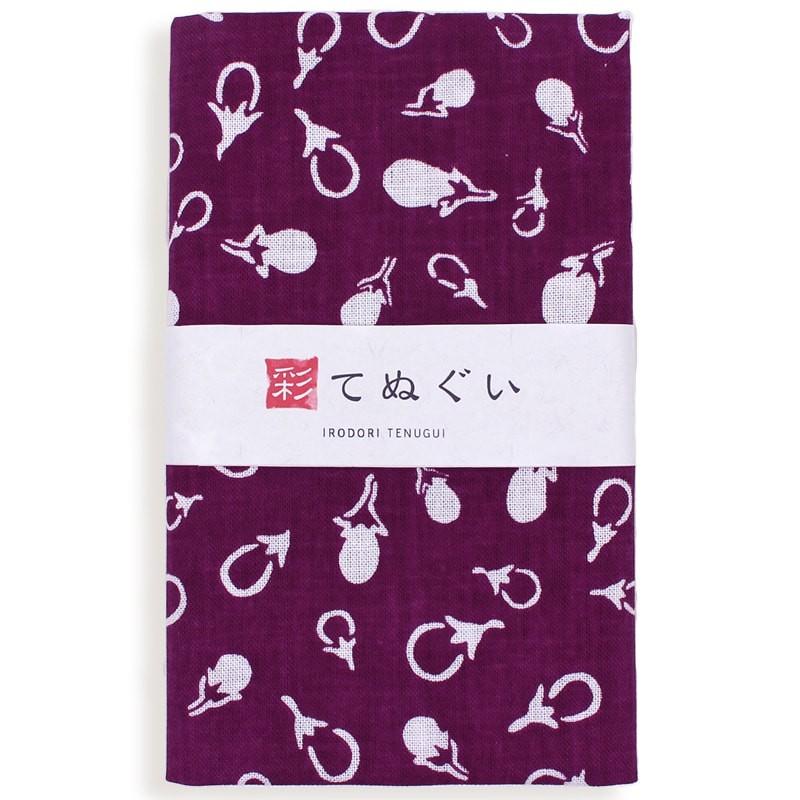 IRODORI 【5のつく日】手ぬぐい 日本製 なすび 茄子 紫 和柄 綿100