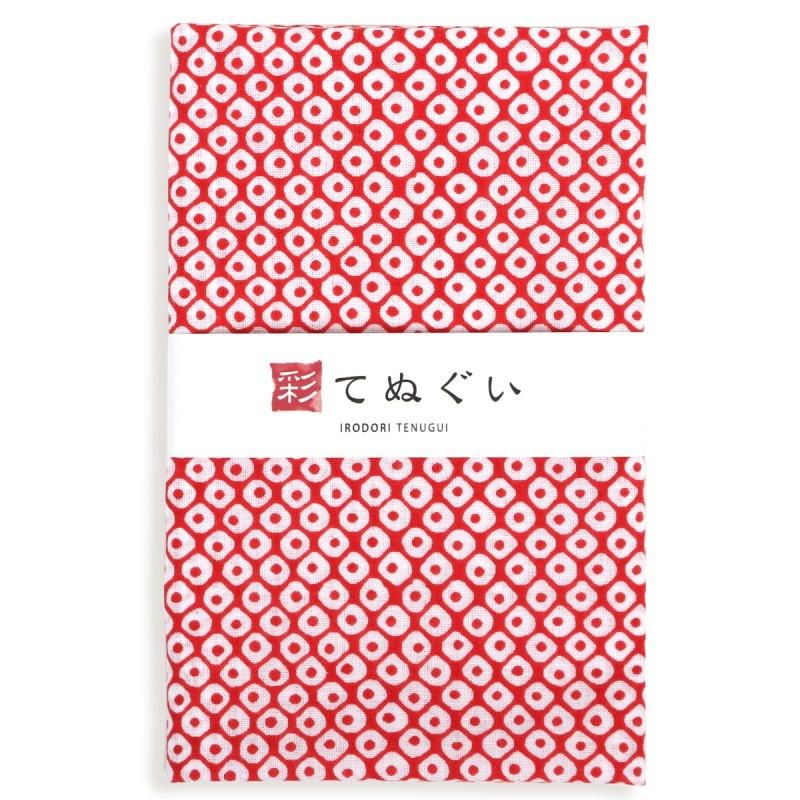 IRODORI 手ぬぐい 日本製 鹿の子 疋田 赤 和柄 岡生地 切りっぱなし 綿