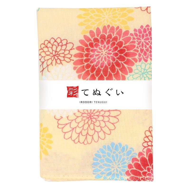 IRODORI 手ぬぐい フェイスタオル ガーゼ 3枚セット 花柄 黄 二重袷