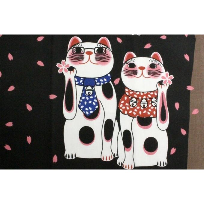 手ぬぐい 夜桜 花見 ネコ 猫 ヤギセイ てぬぐい 捺染 片面染め 日本製