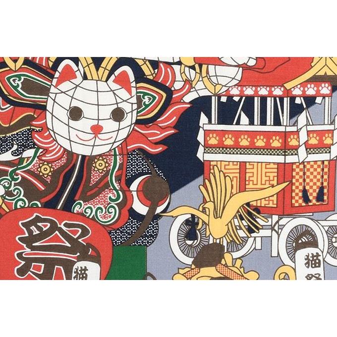 手ぬぐい お祭り 猫 ネコ ねこ 縁起物 ヤギセイ てぬぐい 捺染 片面