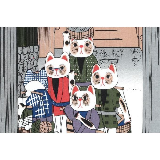 手ぬぐい 日本橋 猫 ネコ ねこ 縁起物 ヤギセイ てぬぐい 捺染 手ぬぐい 日本橋 猫 ネコ ねこ 縁起物 ヤギセイ てぬぐい 捺染