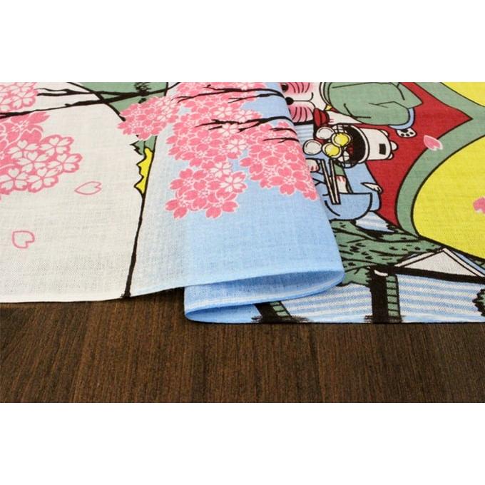 手ぬぐい 花見富士 富士山 葛飾北斎 富嶽三十六景 桜 春 ネコ 猫