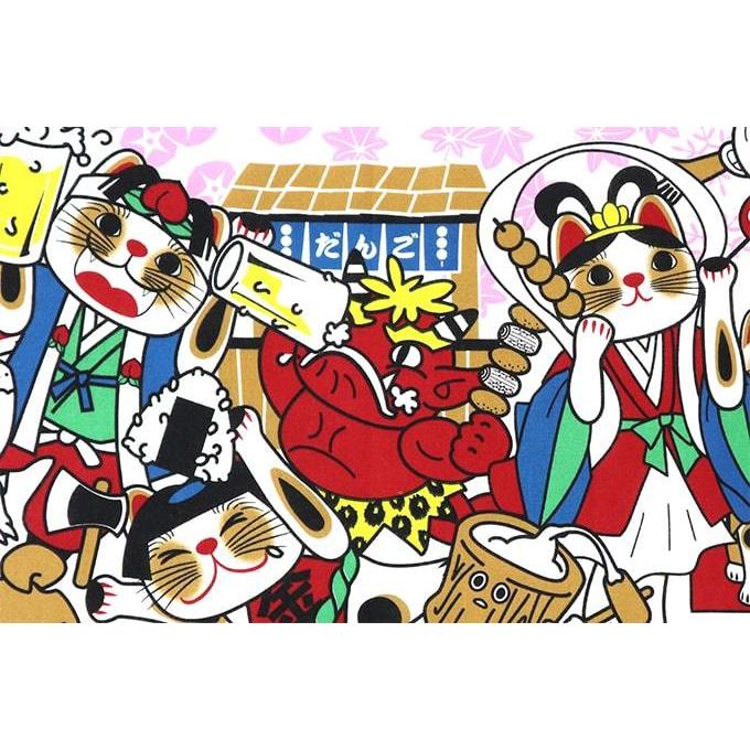 手ぬぐい 昔話 桃太郎 浦島太郎 金太郎 猿蟹合戦 猫 ネコ ねこ 縁起物