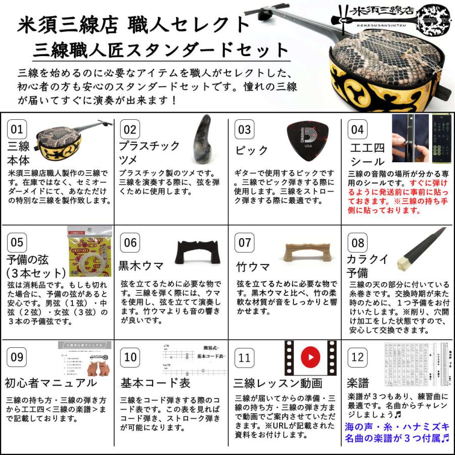三線 沖縄三線 初心者用デザイン三線スタンダードセット カスタマイズオプション付き デザインは31種類から選択 海の声 糸 ハナミズキの楽譜付属 三線職人の専門店 米須三線店 通販 Yahoo ショッピング