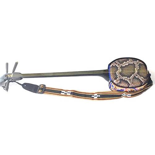 三線 ストラップ ミンサー柄 カラーはブラック・ブルー・ワインレッド