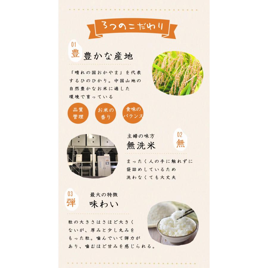 令和7年 岡山県産 ひのひかり 無洗米 10kg (5kg×2個) お米  送料無料 こめた監修 お一人様1点限り |  | 06