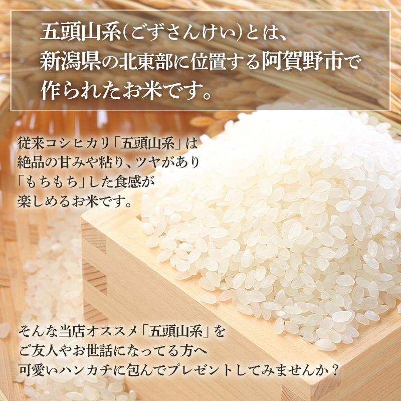 米 ギフト お歳暮 お米 プレゼント 送料無料 美味しい 新潟 コシヒカリ 2合×2個 選べるハンカチ おしゃれ 贈り物 のし 内祝 父の日 母の日｜komeyakatagiri｜02